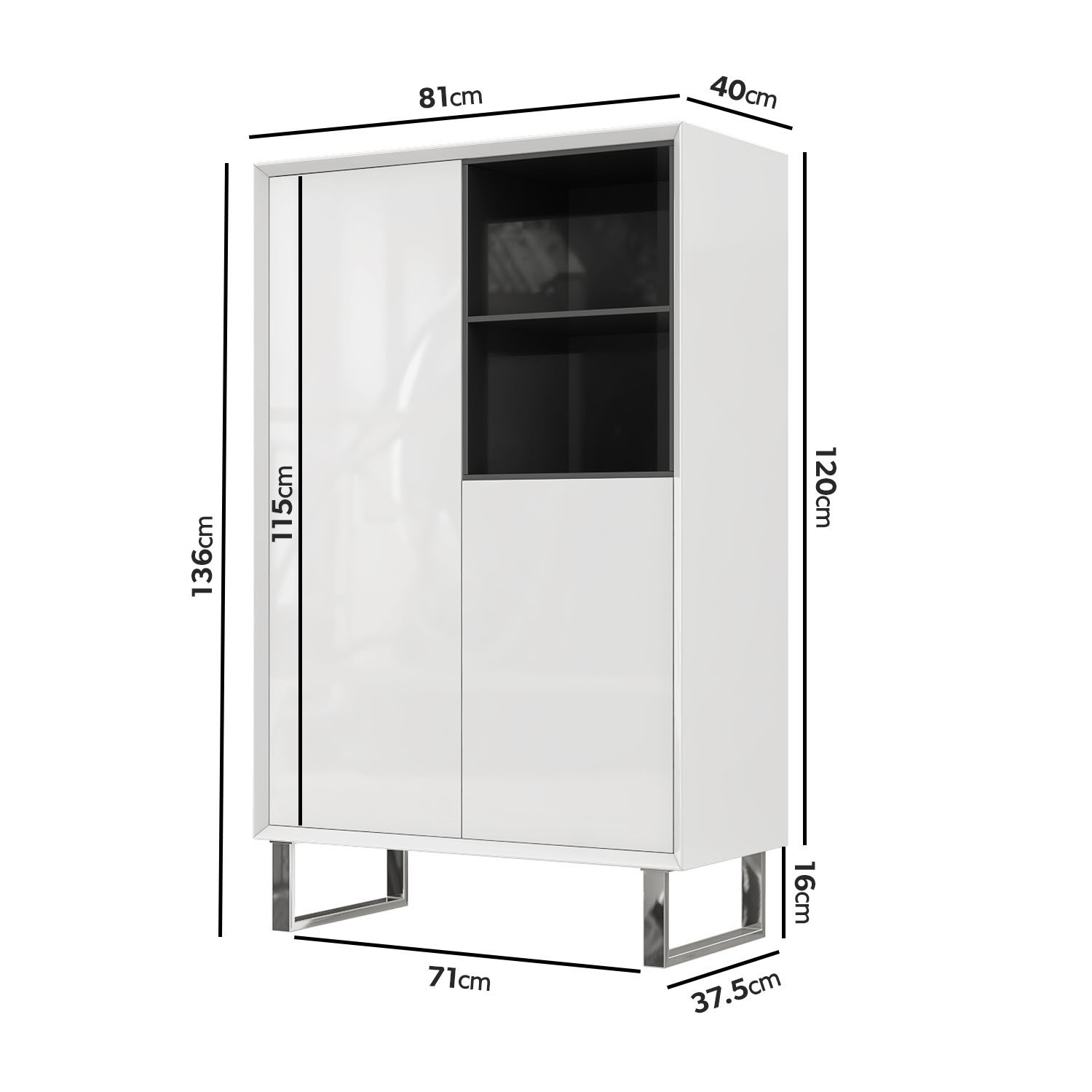 Read more about Large white gloss storage cabinet with shelves paloma